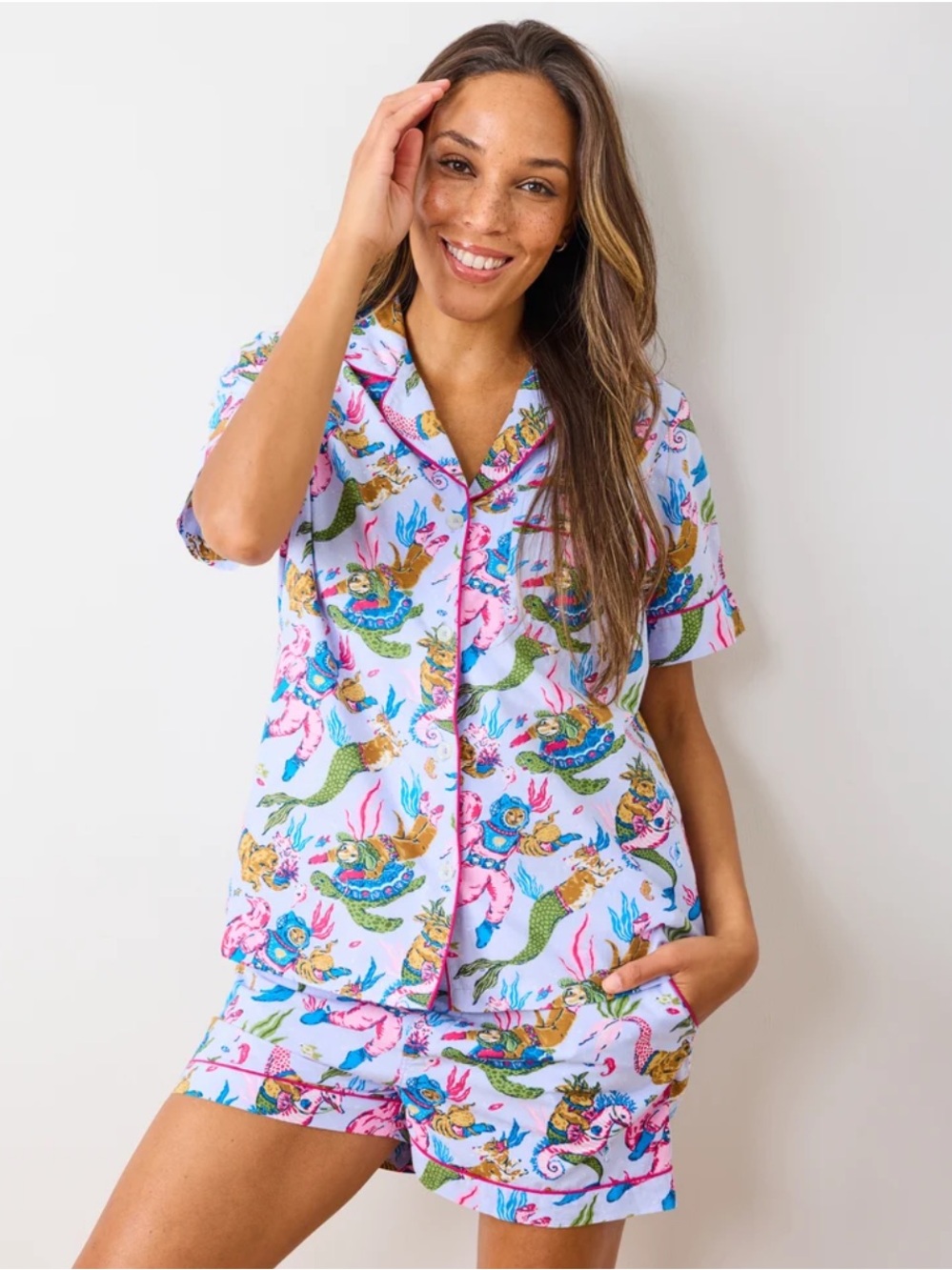 Print Fresh Deep Sea Divers Short Pajama Set Large